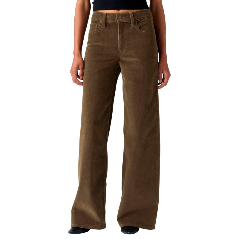 Levi's® - Pantalon 728 En Coton Taupe Pourvu D'une Coupe Wide Leg Et De 5 Poches - Marron