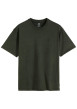 Thumbnail T-shirt en coton vert à coupe droite pourvu d'un col rond finition bord-côte