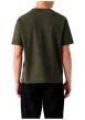 Thumbnail T-shirt en coton vert à coupe droite pourvu d'un col rond finition bord-côte - Image 4
