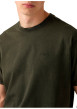 Thumbnail T-shirt en coton vert à coupe droite pourvu d'un col rond finition bord-côte - Image 5