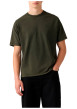 Thumbnail T-shirt en coton vert à coupe droite pourvu d'un col rond finition bord-côte - Image 6