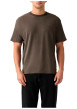 Thumbnail T-shirt en coton marron à coupe droite pourvu d'un large col rond