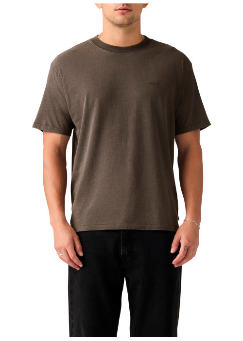 T-shirt en coton marron à coupe droite pourvu...