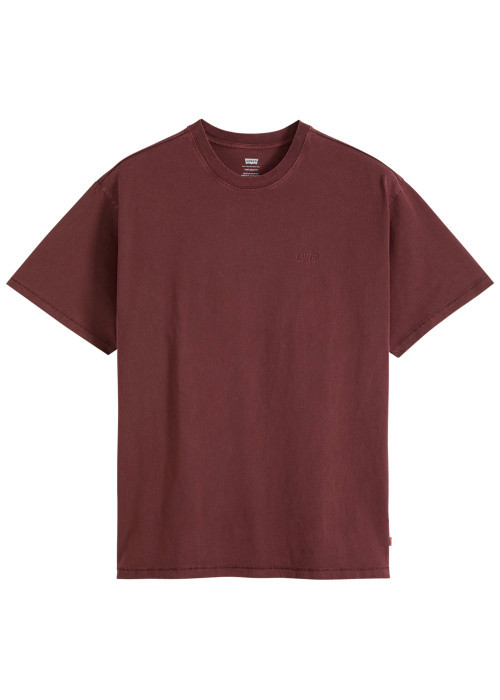 T-shirt en coton bordeaux à coupe droite pourvu...