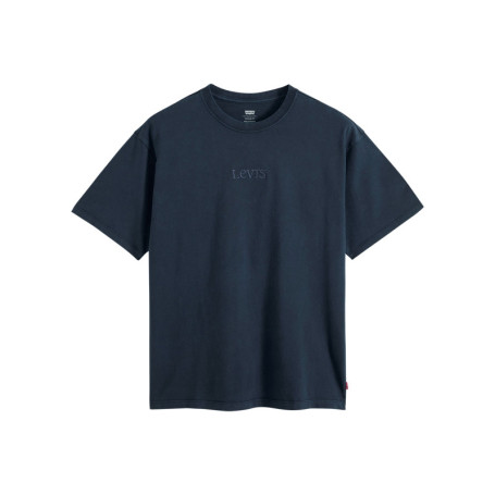T-shirt en coton marine à coupe droite pourvu...