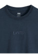 Thumbnail T-shirt en coton marine à coupe droite pourvu d'un col rond côtelé - Image 2