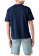 Thumbnail T-shirt en coton marine à coupe droite pourvu d'un col rond côtelé - Image 4
