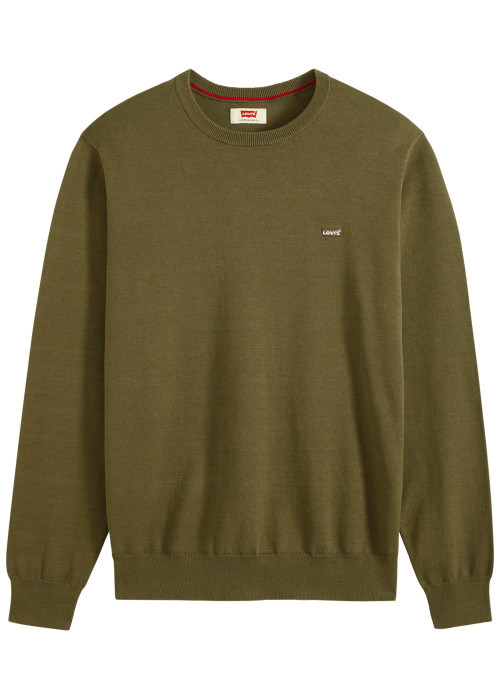Pull en coton kaki à coupe droite pourvu de...