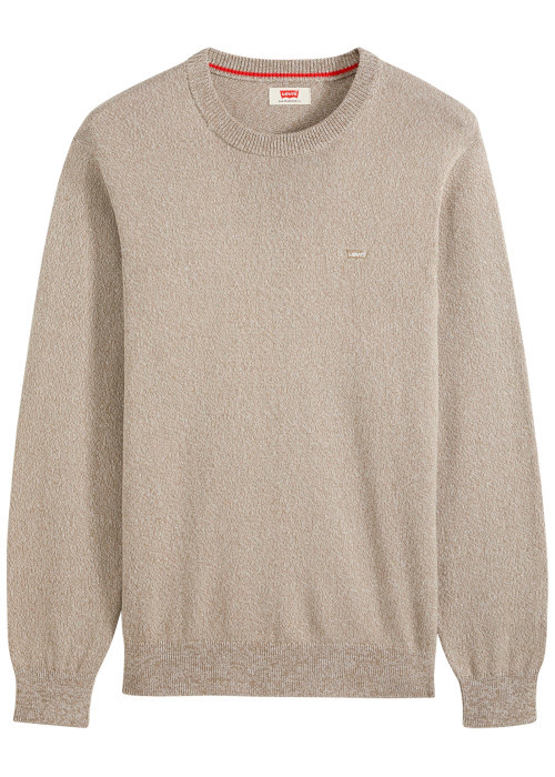 Pull en coton écru à coupe droite pourvu de...