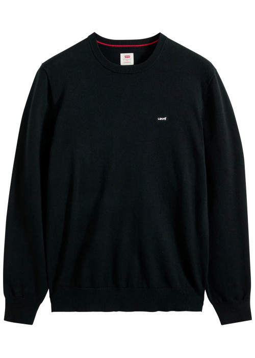 Pull en coton mélangé noir à coupe ajustée...