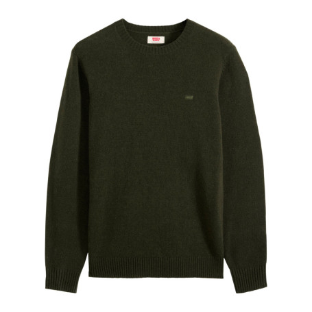 Pull en laine mélangée kaki à coupe ajustée...