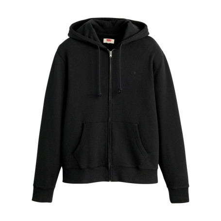 Sweat zippé en coton noir à coupe droite pourvu...
