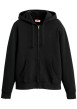 Thumbnail Sweat zippé en coton noir à coupe droite pourvu d'un col à capuche