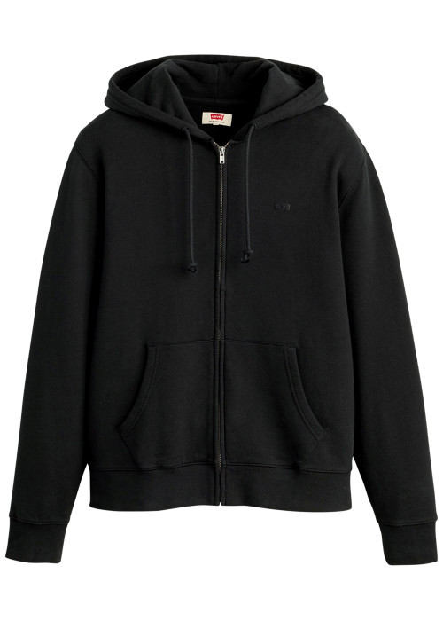 Sweat zippé en coton noir à coupe droite pourvu...