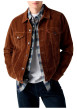 Thumbnail Blouson en coton brun à coupe ajustée pourvu d'un col à revers - Image 3