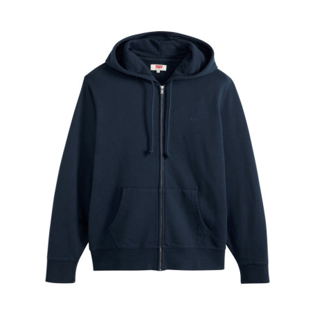 Sweat zippé en coton marine à coupe droite...