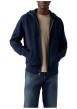 Thumbnail Sweat zippé en coton marine à coupe droite pourvu d'un col à capuche - Image 6
