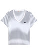 Thumbnail T-shirt en coton blanc à coupe droite pourvu d'un motif à rayures