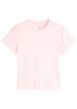 Thumbnail T-shirt en coton rose à coupe droite pourvu d'un col rond côtelé