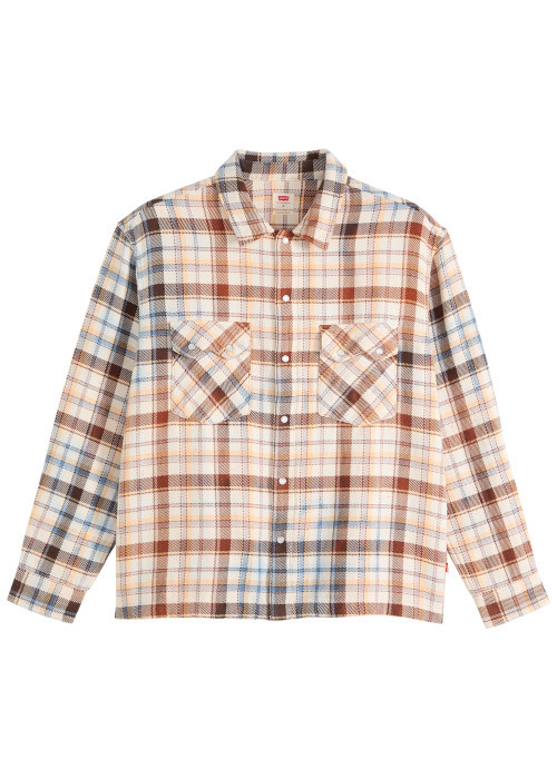 Chemise en coton multicolore à coupe droite ornée d'un motif à carreaux écossais
