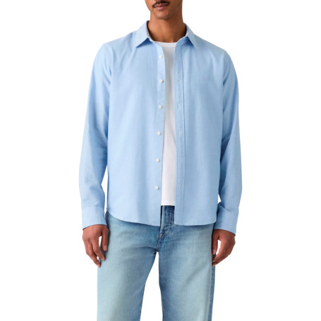 Chemise en coton ciel à coupe droite pourvue...