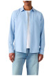 Thumbnail Chemise en coton ciel à coupe droite pourvue d'un col à revers