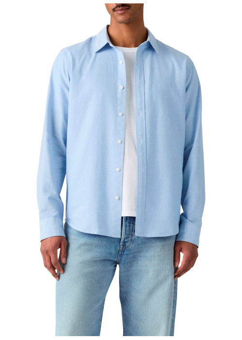 Chemise en coton ciel à coupe droite pourvue...