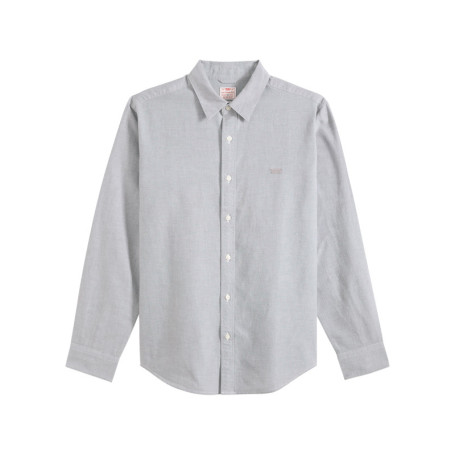 Chemise en coton gris clair à coupe droite...