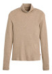 Thumbnail T-shirt taupe à coupe ajustée pourvu d'un col roulé et de manches longues