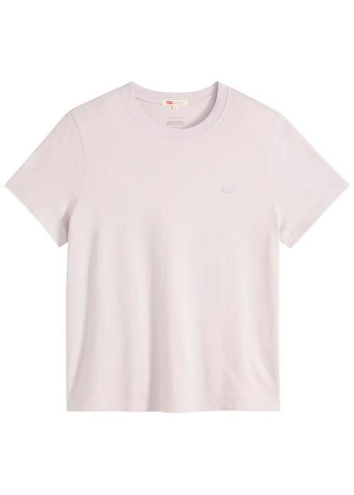 T-shirt en coton lavande à coupe droite pourvu...