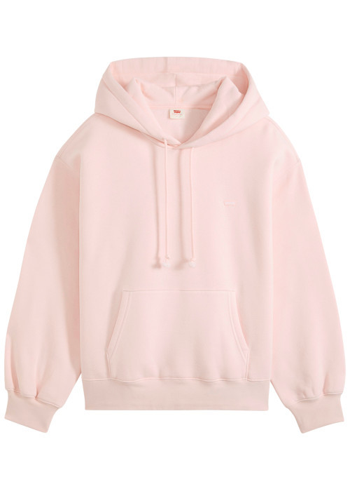 Sweat rose à coupe droite pourvu d'un col à capuche avec cordon de serrage