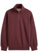 Thumbnail Sweat en coton bordeaux à coupe ajustée pourvu d'un col camionneur zippé