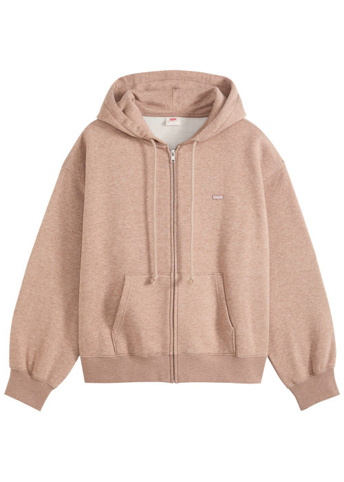 Sweat taupe à coupe droite pourvu d'un col à...