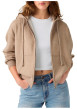 Thumbnail Sweat taupe à coupe droite pourvu d'un col à capuche avec cordon de serrage - Image 3