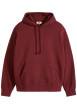 Thumbnail Sweat bordeaux à coupe droite pourvu d'un col à capuche avec cordon de serrage