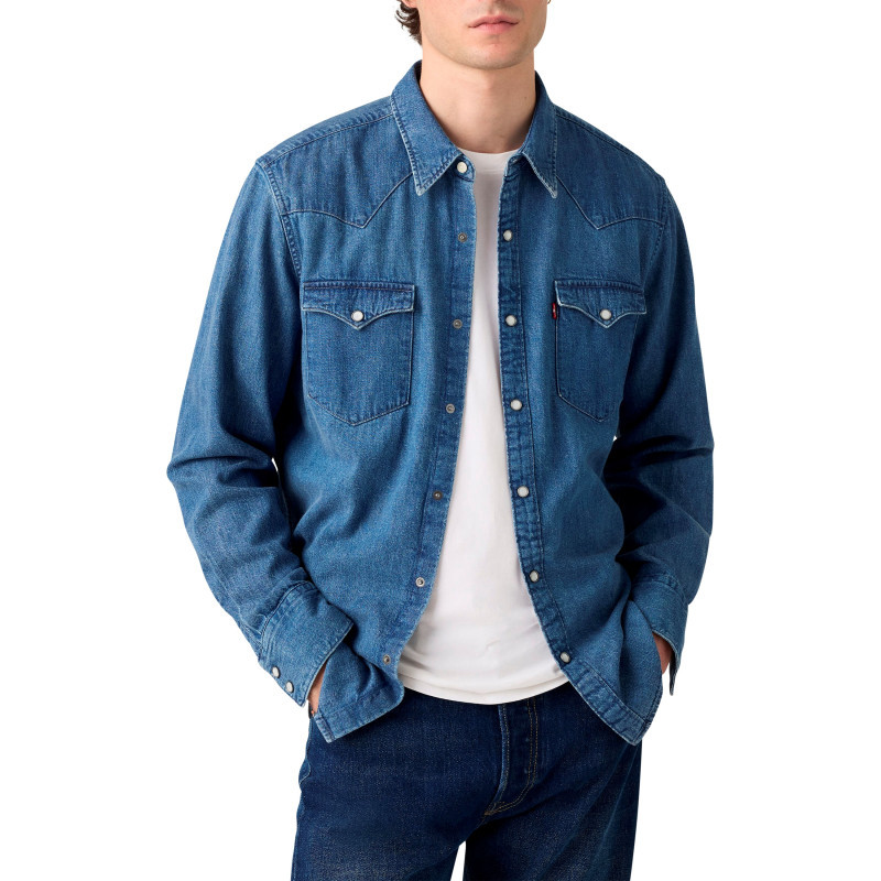 Levi's® - Chemise En Coton Bleue à Coupe Droite Avec Fermeture à Boutons Pression - Bleu Levi's® - Chemise En Coton Bleue à Coupe Droite Avec Fermeture à Boutons Pression - Bleu