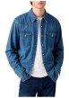 Thumbnail Chemise en coton bleue à coupe droite avec fermeture à boutons pression