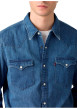 Thumbnail Chemise en coton bleue à coupe droite avec fermeture à boutons pression - Image 3