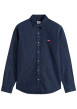 Thumbnail Chemise en coton indigo à coupe droite pourvue d'un col à revers
