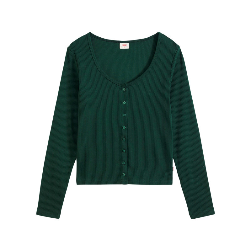 Levi's® - Top En Coton Vert à Coupe Ajustée Pourvu D'un Large Col Rond - Vert Levi's® - Top En Coton Vert à Coupe Ajustée Pourvu D'un Large Col Rond - Vert