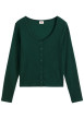 Thumbnail Top en coton vert à coupe ajustée pourvu d'un large col rond
