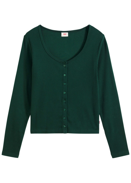 Top en coton vert à coupe ajustée pourvu d'un...