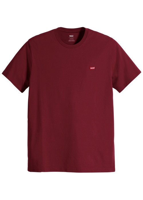 T-shirt en coton bordeaux à coupe droite pourvu d'un col rond
