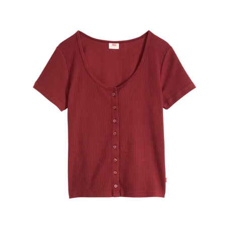 Top en coton bordeaux à coupe ajustée pourvu...
