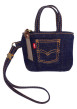Thumbnail Porte-clés mini sac en coton indigo pourvu d'une dragonne sur le côté