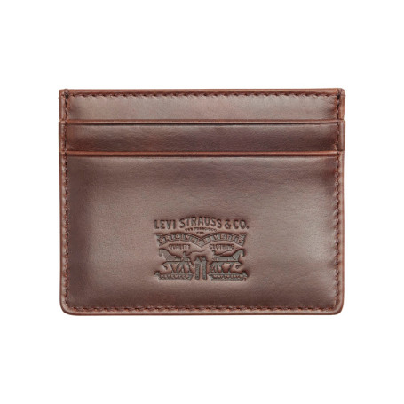Porte-cartes brun en cuir brun véritable...