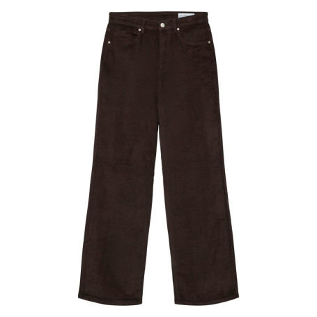 Pantalon en coton chocolat uni avec une coupe...