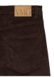 Thumbnail Pantalon en coton chocolat uni avec une coupe flare muni d'un zip et d'un bouton - Image 2