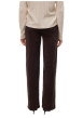 Thumbnail Pantalon en coton chocolat uni avec une coupe flare muni d'un zip et d'un bouton - Image 4