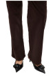 Thumbnail Pantalon en coton chocolat uni avec une coupe flare muni d'un zip et d'un bouton - Image 6